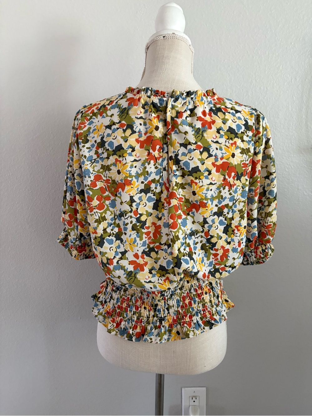 Sienna Sky Olive Multi Floral Smocked Peplum Top - Picture 4 of 10